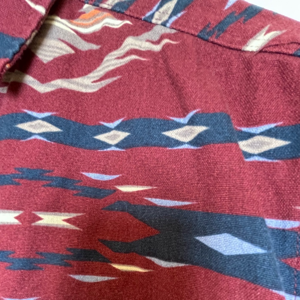 Thunder Men's Tribal Western Southwest Pattern Button-Up Shirt Red Navy Size L - Picture 2 of 4